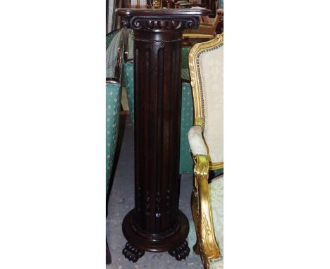 A late Victorian inlaid walnut trumpet shaped work table on a tripod base, 45cm wide x 71cm high, together with an 18th centu