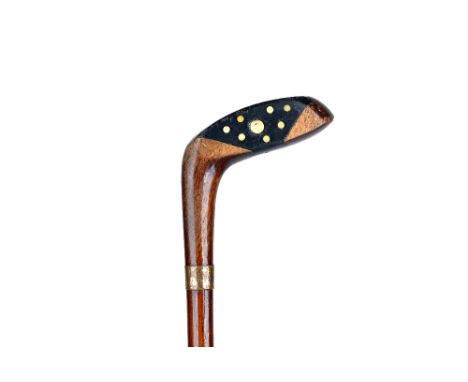 An ash and hickory novelty 'golf club' walking stick or 'Sunday stick', early 20th century (92cm) and another similar (94cm),