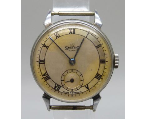 A Smiths De Luxe manual wind wristwatch head 