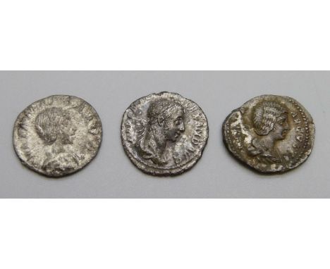 Three silver/billon ancient Roman Denarius 