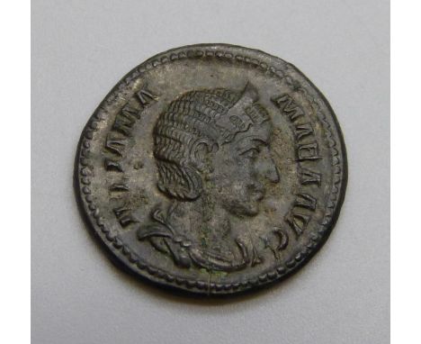 Coins; Julia Mamaea Denarius (222-235AD), draped bust IVLIA MAMAEA AVG, rev- Vesta standing holding palladium and sceptre