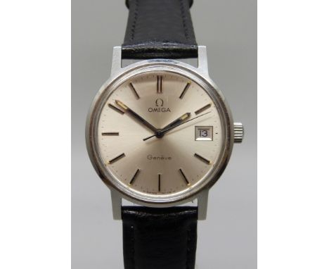 An Omega Geneve stainless steel manual wind wristwatch 