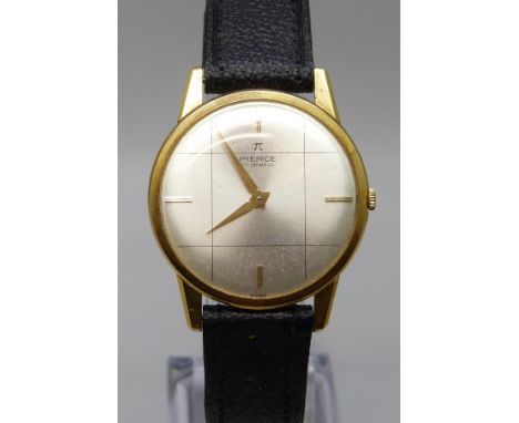 A Pierce gold plated manual wind wristwatch 