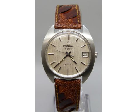 An Eterna Sonic stainless steel electronic wristwatch, circa 1969, 37mm