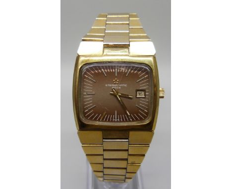 An Eterna Matic 2002 gold plated automatic bracelet watch, 36mm