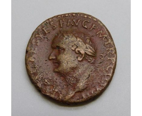 A rare ancient Roman AS Titus 80-81AD, 10.9g