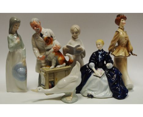 A Royal Doulton figure Thanks Doc HN2731; Kate Hannigan HN3088 (af); Laurianne HN2719; Nao Goose; Chorister; girl with posies