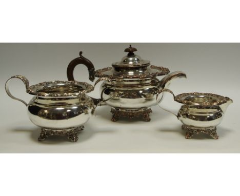 A William IV Old Sheffield plate three piece tea service, c.1835