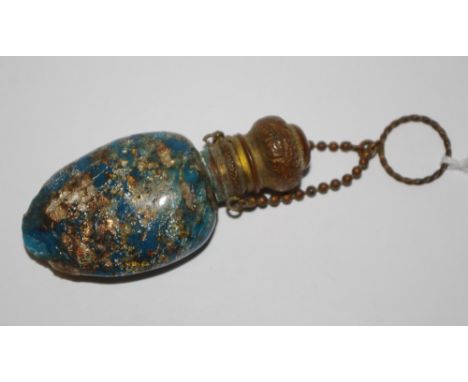 A 19th century opalescent snuff flask, gilt metal hinged cover