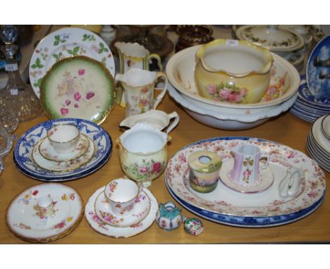 Decorative Ceramics - a Worcester miniature tyg; snuff flask; blush ivory examples; Victorian wash bowl; etc qty 