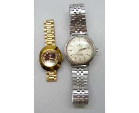 A Cyma Conquistador automatic wristwatch with date aperture, 37mm including crown, and a lady's Rado DiaStar Magic with date 