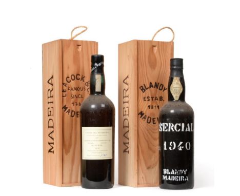 Leacock's Sercial Madeira Vintage 1950; Blandy's Sercial Madeira Vintage 1940, both in individual owc (two bottles)