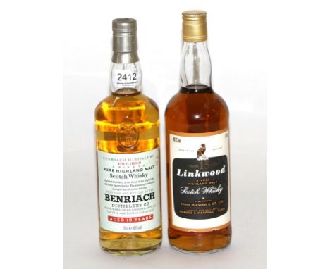 Linkwood 15 Year Old, Pure Highland Malt Scotch Whisky, bottled by Gordon & Macphail, 75cl., 40%; Benraich 10 Year Old, 1990'