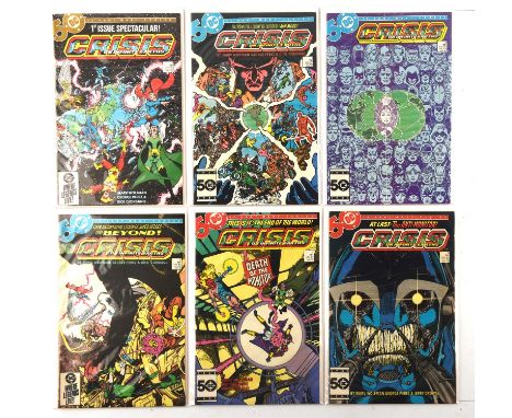Crisis on Infinite Earths: a complete 1st print set of 12 comics featuring iconic covers (DC Comics, 1985).A complete set of 