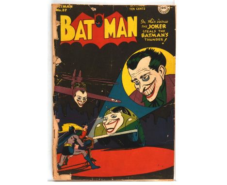 Batman No. 37  classic Golden-Age issue with Jerry Robinson Joker cover (DC Comics, 1946).Iconic Joker cover and story featur
