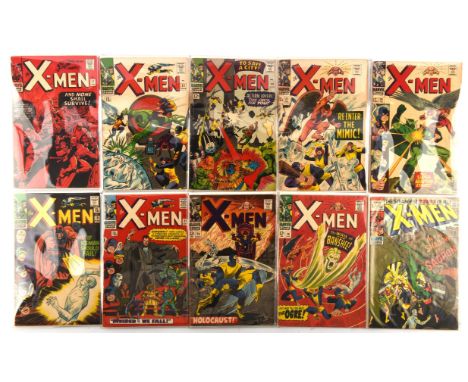 The X-Men: a group of 10 Silver-age issues featuring 1st appearances and key issues (Marvel Comics, 1966-69).An collection of