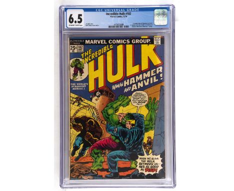 The Incredible Hulk No. 182 CGC Grade 6.5 featuring Wolverine cameo appearance and 1st appearance of Hammer and Anvil (Marvel