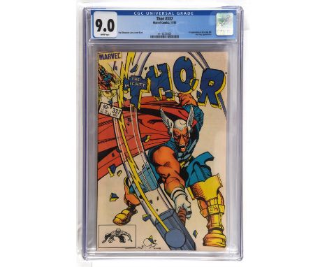 Thor No. 337 CGC Grade 9.0  featuring 1st appearance of Beta Ray Bill (Marvel Comics, 1983).1st appearance of Beta Ray Bill.N