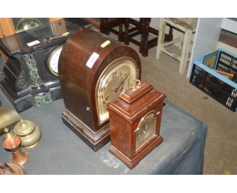 A modern Tempist Fugit mantel clock ; and a mahogany cased two hole mantel clock of lancet form 