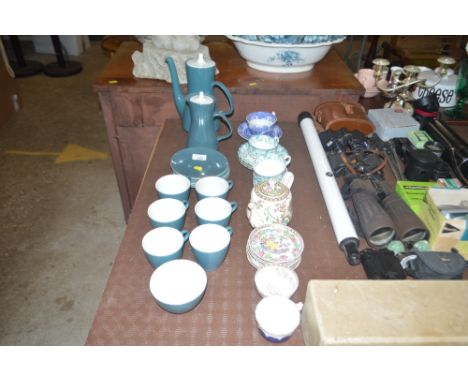 A Poole pottery coffee set; together with a quantity of 19th Century teaware; blue and white cup and saucer; Indian Tree patt