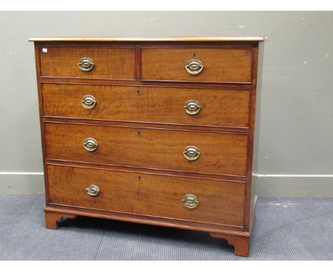 A George III mahogany chest of two short and three long drawers rasied on bracket feet, 101 x 112 x 52cm