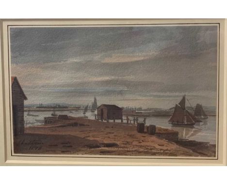 Lady Margaret Arden (c.1762-1851)From Gillingham Bridge, Chathaminscribed 'Chatham 1810' (lower left)pencil and watercolour14