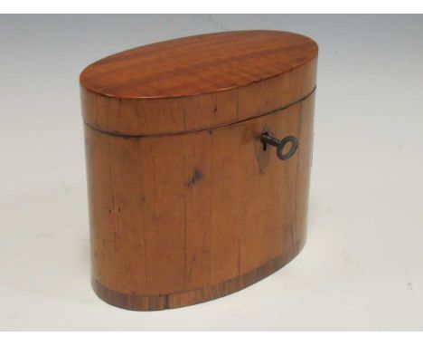 A George III satinwood oval tea caddy 15cm wide