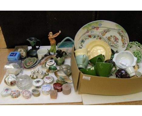 Two boxes of ceramics including trinket boxes