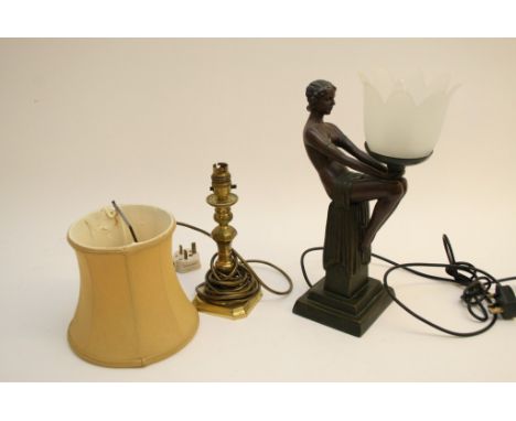 An Art Deco style lamp and one other