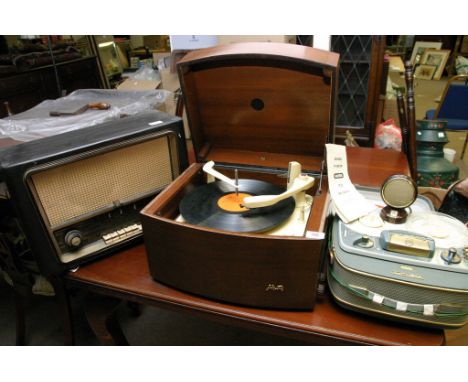 A early PYE record player, a Phillips radio and a Grundig reel to reel tape recorder