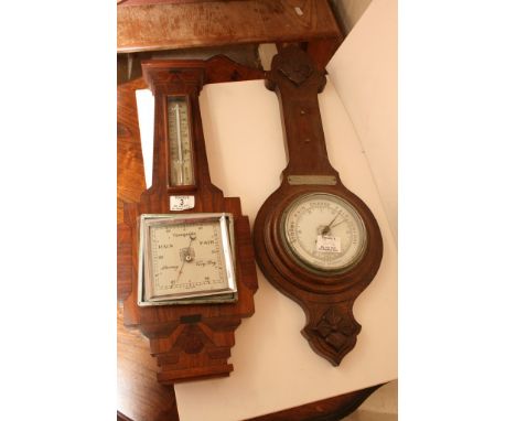 An Art Deco wall barometer and one other, both a/f