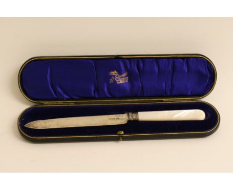 A cased silver and Mother of Pearl knife