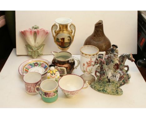An early Bellamine jug, probably 17th century a/f, Worcester Mandarin candle snuffer and other ceramics