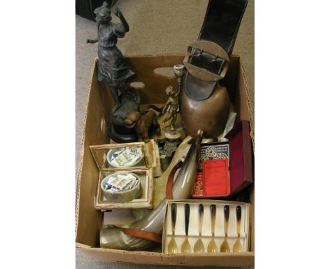 A box of odds including onyx and a nutcracker