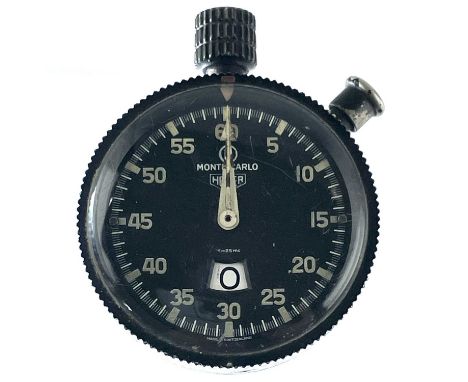 A Heuer Monte Carlo dashboard stopwatch. Royal Air Force issue, the dial signed Heuer Monte Carlo, PVD coated case numbered 6