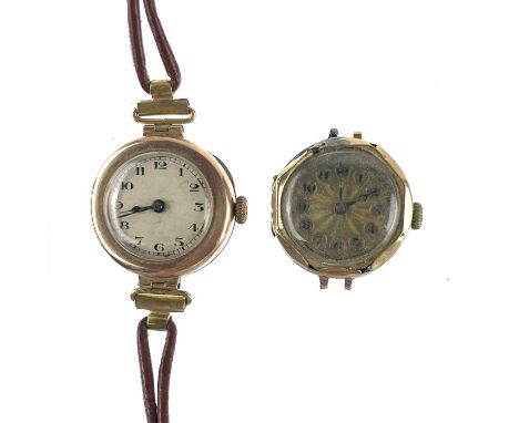 Two 9ct hallmarked gold ladies manual wind wristwatches. .