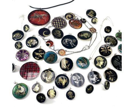 A large collection of contemporary silver and enamel jewellery by Frances Federer. .