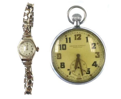 A military issue crown wind pocket watch. In a nickel case, the dial signed ORATOR WATCH Co PRECISION, stamped to the back 30