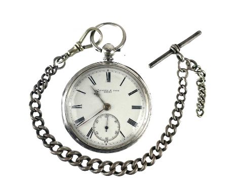 A Victorian silver cased key wind pocket watch, the 42mm white enamel dial signed Wm Potts Leeds with seconds dial, the movem