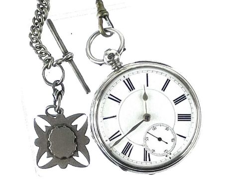 the 44mm white enamel dial with seconds dial, the movement numbered 11230, the case hallmarked London 1886, with silver gradu