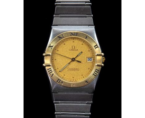 Omega Constellation Chronometer quartz gentleman's stainless steel and gold plated wristwatch. Ref 1980136, within Omega zip 