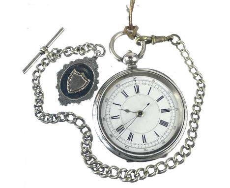 A 935 silver centre seconds chronometer, with 45mm unsigned white enamel dial, unsigned key wind movement, within .935 engine