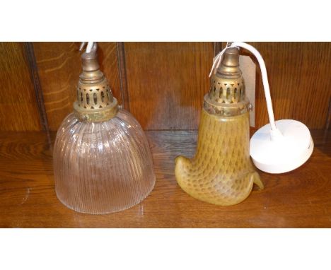 Two Vintage glass light shade with fittings