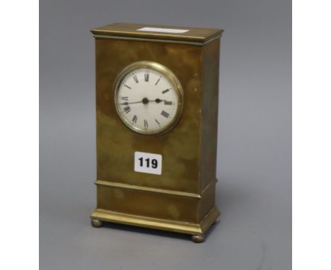 An Edwardian brass mantel timepiece height 22cm
