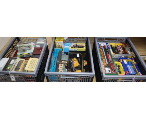 A collection of boxed diecast vintage cars, trucks and other vehicles, including a Dinky Toys Johnston Road Sweeper, 451, a C