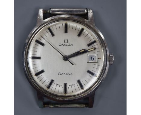 A gentleman's stainless steel Omega manual wind wrist watch with date aperture.