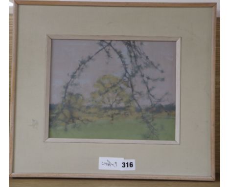 Harold Cheesman, A.R.C.A, R.S.A., R,S.P.W., (1915-1982) oil on canvas "Spring landscape", 1978, 20 x 26cmProvenenace: Ash Bar