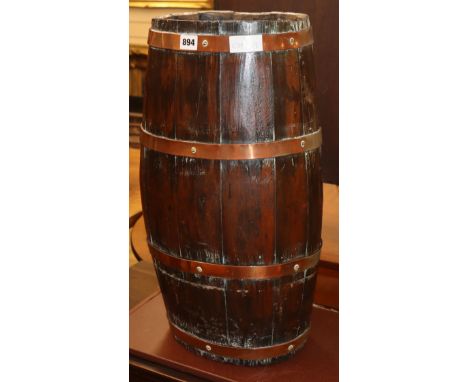 A copper bound staved stick stand H.62cm