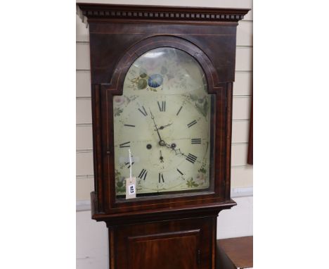 A Scottish Victorian eight day longcase clock by 'Cambleton' (?) with painted Roman dial H.202cm