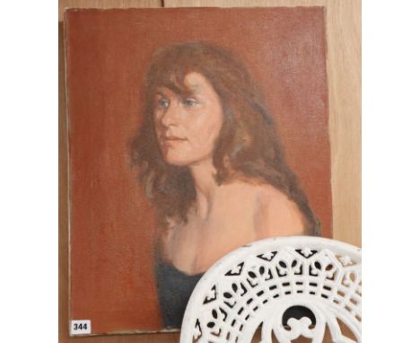 Peter Bryan Wardle, oil on canvas, Portrait of a lady, 56 x 46cm, unframed